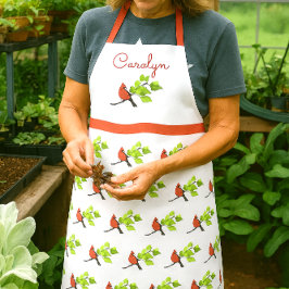 Aangepaste afdruk van kardinale vogels schort