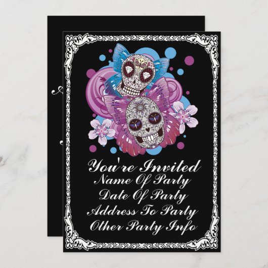 Aangepaste afdruk vlinder Suikerpartij nodigt Kaart (Voorkant / Achterkant)