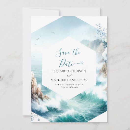 Aangepaste afdrukbare nautische bruiloft save the date (Voorkant)