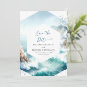 Aangepaste afdrukbare nautische bruiloft save the date (Staand voorkant)