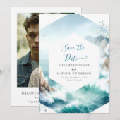Aangepaste afdrukbare nautische bruiloft save the date (Voorkant / Achterkant)