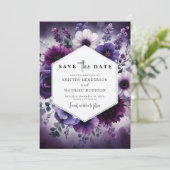 Aangepaste afdrukbare Paarse Bloemen Wedding Save The Date (Staand voorkant)