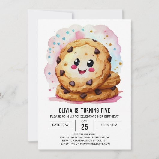 Aangepaste afdrukbare roze koekjes Verjaardag Kaart (Voorkant)