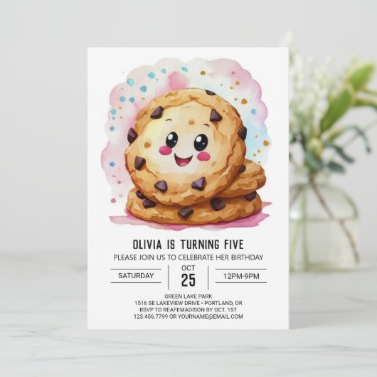 Aangepaste afdrukbare roze koekjes Verjaardag Kaart (Staand voorkant)