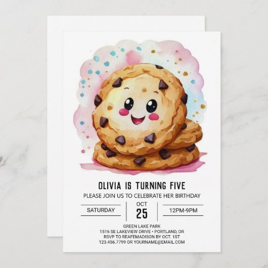 Aangepaste afdrukbare roze koekjes Verjaardag Kaart (Voorkant / Achterkant)