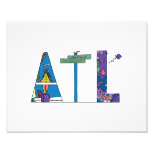 Aangepaste afdrukken ATLANTA, GA (ATL) Foto Afdruk