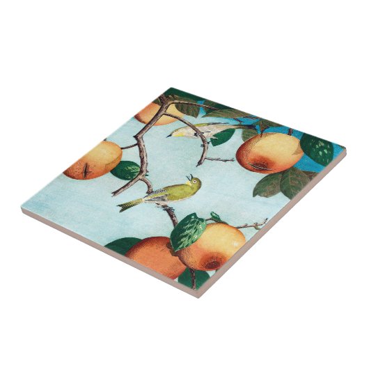 Aangepaste afdrukken van  kunst, fruit en vogels tegeltje (Zijkant)