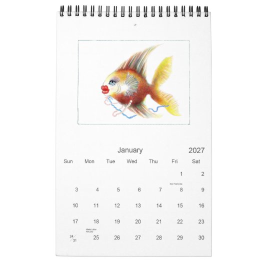 Aangepaste afgedrukte agenda: Fantasevis Kalender (Jan 2027)