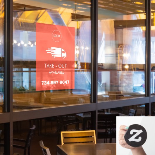 Aangepaste afhaal bezorgingsvenster Cling Raamsticker (Restaurant Raam)
