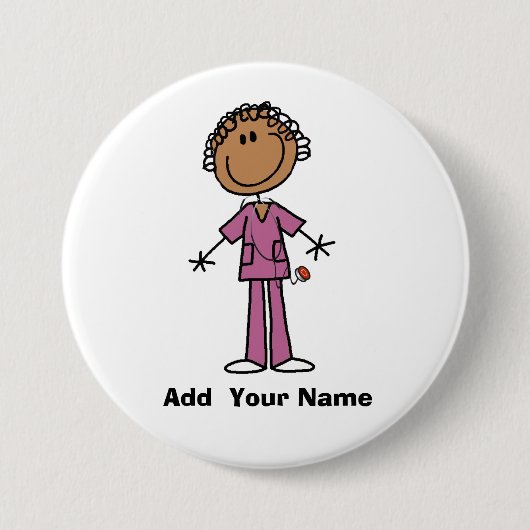 Aangepaste Afrikaanse Amerikaanse verpleegkundige Ronde Button 7,6 Cm (Voorkant)