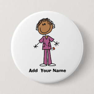 Aangepaste Afrikaanse Amerikaanse verpleegkundige  Ronde Button 7,6 Cm