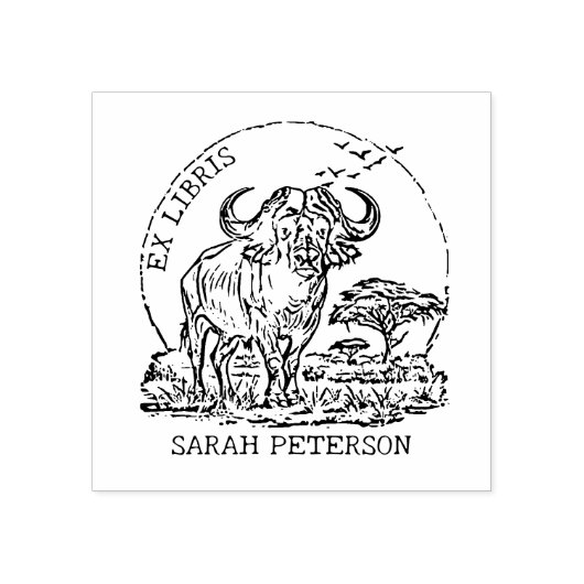 Aangepaste Afrikaanse Buffalo Ex Libris Bookplate Rubberstempel (Afrduk)