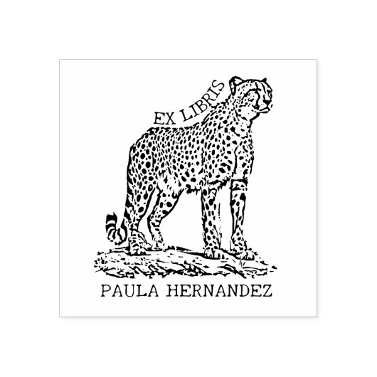 Aangepaste Afrikaanse Cheetah Ex Libris Bookplate Rubberstempel (Afrduk)
