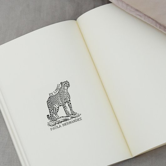 Aangepaste Afrikaanse Cheetah Ex Libris Bookplate Rubberstempel