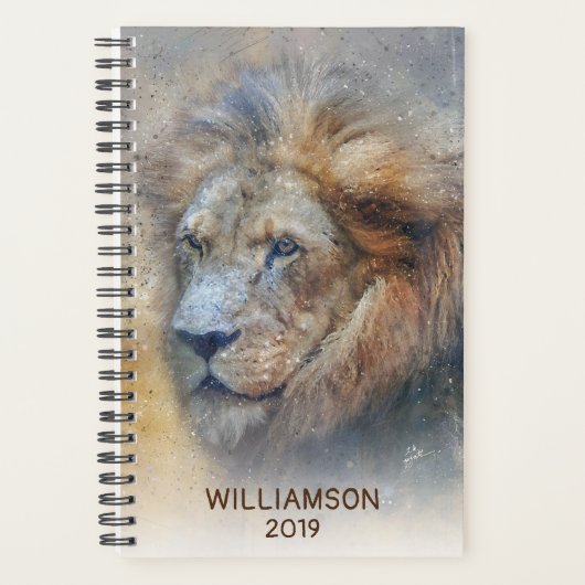 Aangepaste Afrikaanse Lion Moderne Waterverf Planner (Voorkant)