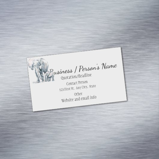 Aangepaste Afrikaanse olifant- en kinderwagen Magnetisch Visitekaartje (Voorbeeld)