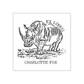 Aangepaste Afrikaanse Rhinoceros Ex Libris Bookpla Rubberstempel (Afrduk)