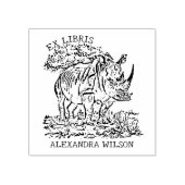 Aangepaste Afrikaanse Rhinoceros Ex Libris Bookpla Rubberstempel (Afrduk)