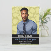 Aangepaste Afro-Amerikaanse Man Foto Afstuderen Kaart (Staand voorkant)