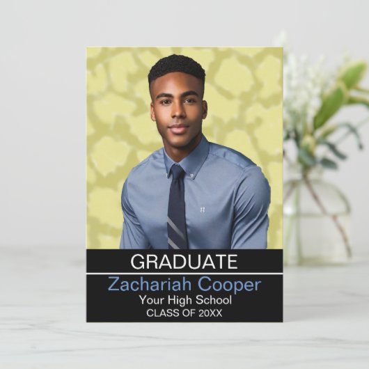 Aangepaste Afro-Amerikaanse Man Foto Afstuderen Kaart (Staand voorkant)