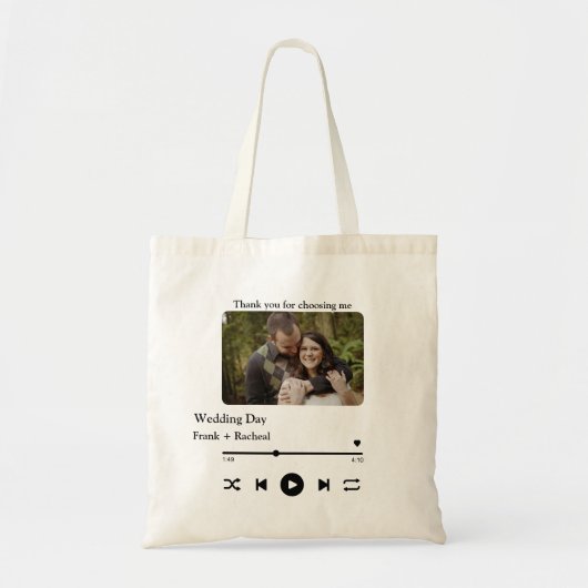 Aangepaste afspeellijst voor fotomuziek voor paren tote bag (Voorkant)