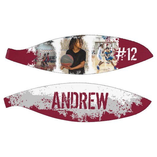 Aangepaste afspeelnaam en nummer 3 Fotocollage Basketbal (Panelen)