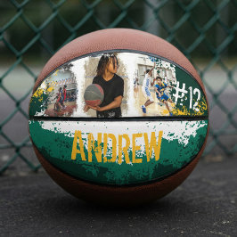 Aangepaste afspeelnaam en nummer 3 Fotocollage Basketbal