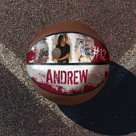 Aangepaste afspeelnaam en nummer 3 Fotocollage Basketbal