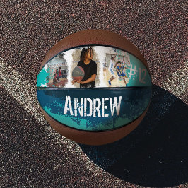 Aangepaste afspeelnaam en nummer 3 Fotocollage Basketbal