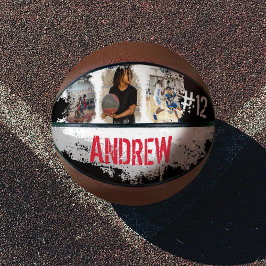 Aangepaste afspeelnaam en nummer 3 Fotocollage Basketbal