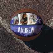 Aangepaste afspeelnaam en nummer 3 Fotocollage Basketbal