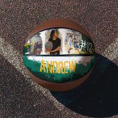 Aangepaste afspeelnaam en nummer 3 Fotocollage Basketbal