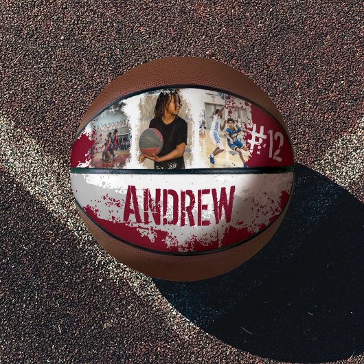 Aangepaste afspeelnaam en nummer 3 Fotocollage Basketbal