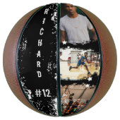 Aangepaste afspeelnaam en nummer 3 Fotocollage Basketbal (Verticaal)