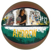 Aangepaste afspeelnaam en nummer 3 Fotocollage Basketbal (Voorkant)