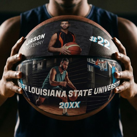 Aangepaste afspeelnaam en nummer 4 Fotocollage Basketbal