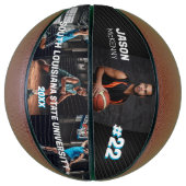 Aangepaste afspeelnaam en nummer 4 Fotocollage Basketbal (Verticaal)