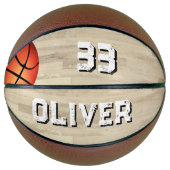 Aangepaste afspeelnaam en nummer rechtsgrond houte basketbal (Voorkant)