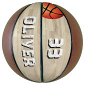 Aangepaste afspeelnaam en nummer rechtsgrond houte basketbal (Verticaal)
