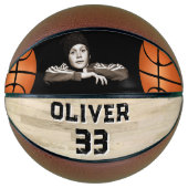 Aangepaste afspeelnaam nummer rechtbank houten vlo basketbal (Voorkant)