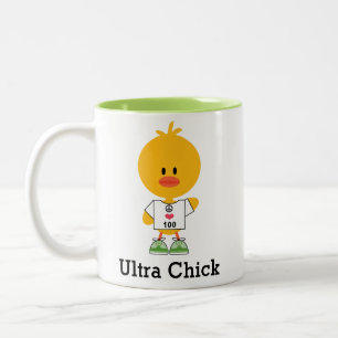 Aangepaste afstand Ultra Chick Marathon Runner Tweekleurige Koffiemok