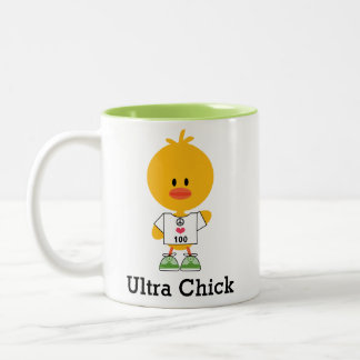 Aangepaste afstand Ultra Chick Marathon Runner Tweekleurige Koffiemok