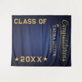 Aangepaste afstudeerbanner, blauwe gouden prop wandkleed (Voorkant (horizontaal))