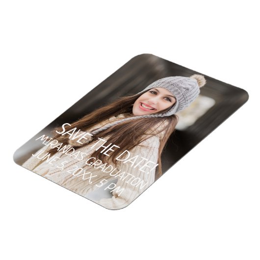 Aangepaste afstudeerceremonie Save the Date-foto Magneet (Linkerzijde)