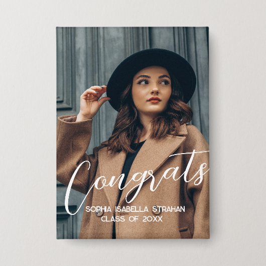 Aangepaste Afstudeerder Foto Buttonnen - Ontwerp A Button (Voorkant)