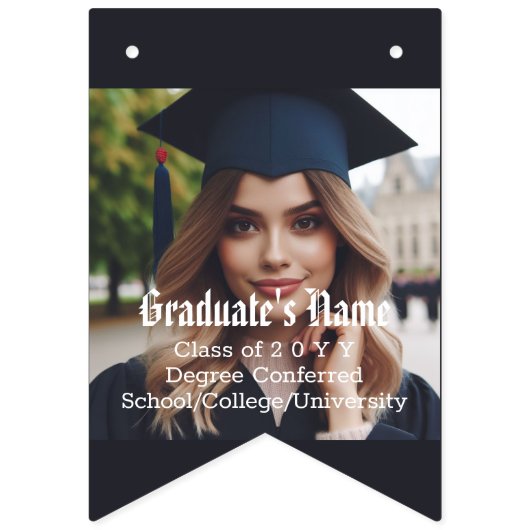 Aangepaste Afstudeerder foto, naam, Afstuderen kla Vlaggetjes (Eerste vlag)