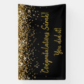 Aangepaste afstudeerfeest foto booth zwart & goud spandoek (Verticaal)