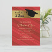 Aangepaste afstudeerfeest Red Black Gold Pet Kaart (Staand voorkant)