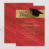 Aangepaste afstudeerfeest Red Black Gold Pet Kaart (Voorkant / Achterkant)