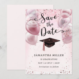 Aangepaste afstudeerfeest save the date kaart
